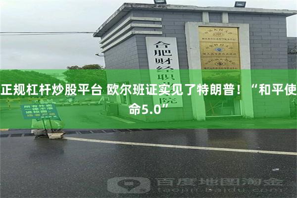 正规杠杆炒股平台 欧尔班证实见了特朗普！“和平使命5.0”