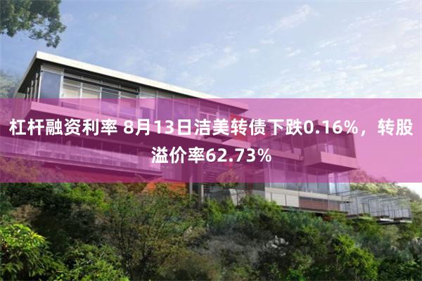 杠杆融资利率 8月13日洁美转债下跌0.16%，转股溢价率62.73%