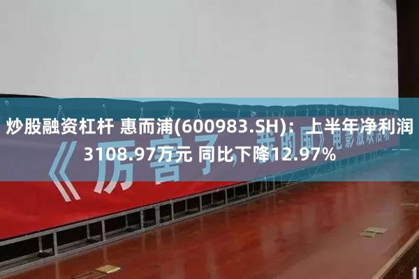 炒股融资杠杆 惠而浦(600983.SH)：上半年净利润3108.97万元 同比下降12.97%