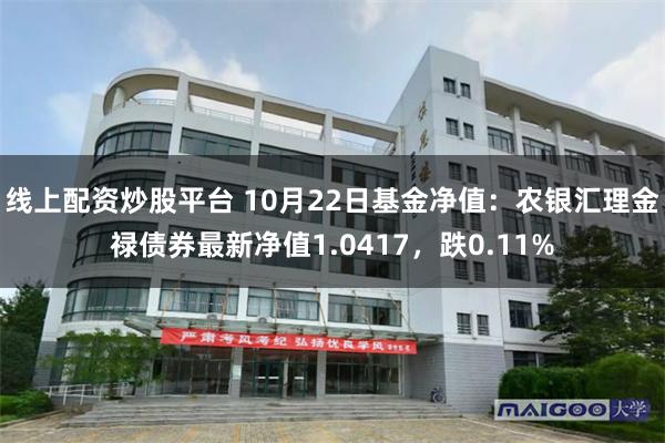 线上配资炒股平台 10月22日基金净值：农银汇理金禄债券最新净值1.0417，跌0.11%