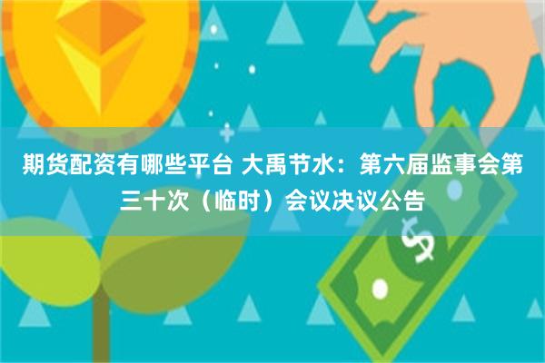 期货配资有哪些平台 大禹节水：第六届监事会第三十次（临时）会议决议公告